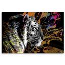 Canvasbillede, Tiger på farverig baggrund
