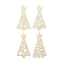 Kerstdecoratie Dennenbomen Set van 4 - populierenhout