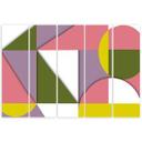 Lærredstryk 5 stykker, geometriske abstraktionsformer