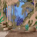 Jungle Dawn Wallpaper Mural - Stemningsfuldt non-woven tapet med tropisk skovmotiv