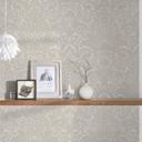 Barok tapet med glasperler ornamenter tapet i sølv og creme non-woven tapet