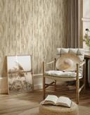 Non-woven tapet i trælook med korn beige trælook