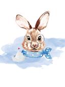 Poster Lapin bleu + Texte à personnaliser