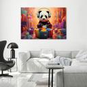 Canvasbillede, panda med hovedtelefoner