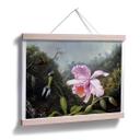 Póster Heade - Naturaleza muerta con orquídea y colibríes