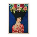 Cuadro de madera de una mujer con flores en el pelo - Hülya