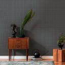 ternet non-woven tapet i retrolook brungrå - moderne ternet tapet - tapet med vintagemønster