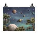 Póster infantil Kikki Belle - Mundo de fantasía tropical con planetas y palmeras