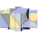 Lærredstryk 5 stykker, geometriske abstraktionsformer
