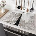 Afdekplaat fornuis bos met boslandschap in beige - Ms Tiff
