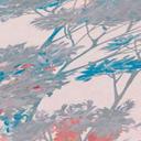 Papel pintado tejido-no tejido floral con árboles beige gris - papel pintado con aspecto de acuarela rojo azul
