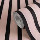 Papel pintado tejido-no tejido mate en rosa y negro - papel pintado moderno para niñas con aspecto de paneles 3D