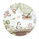 Póster infantil Viaje en globo de los amigos animales - Kvilis - Redondo