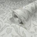Ikke-vævet tapet med blomster, blade og ornamentale, blanke, hvide blomstermotiver