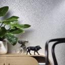 Papel pintado no tejido con motivo de celosía brillante gris, textura plateada