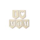Decoración en madera álamo - Cadena de banderines I Love Mum (set de 5) incl. cuerda de algodón