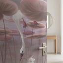Deurfolie lotusbloemen met zwaan in water in donkerroze - Ms Tiff