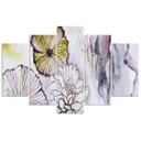 5 stykke lærredstryk, akvarel blomster beige
