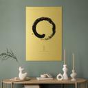 Geborsteld Alu-Dibond met goud-, zilver- & kopereffect - Japanse zen penseelkunst - Adan