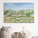 Cuadro lienzo habitación infantil - Oliver Robins - Granja colorida con animales