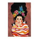 Póster de tela mujer con corona de flores y gatos - Hülya