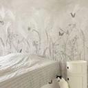 Scandinavisch design wilde bloemenweide met vlinders Fotobehang - Ms Tiff
