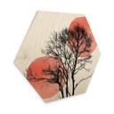 Hexagon Hout - Kubistika - Sun & Moon behind the trees