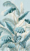 Ikke-vævet tapet blomster, blade blomster natur, jungle mat i blå 2,70 x 1,59 m