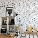 Børnetapet, non-woven tapet med illustration Kids Walls hvid, grå 