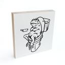 Træ dekoration blok Venter på toilettet - Humoristisk illustration af en frø - Royle