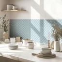 Azulejos Adhesivos a cuadros en azul y blanco - lote de 12