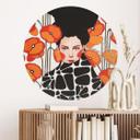 Vinilo decorativo Mujer con flores de amapola retro - Hülya - Redondo
