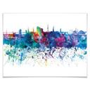 Póster Bleichner - Skyline de Hamburgo en acuarela