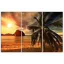 3 stykke lærred print, Sea Sunset palmer