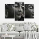 3 stykke lærredsprint, Buddha Zen Spa sort og hvid