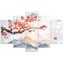 Lærredstryk 5 styk, Japansk kirsebærblomst
