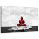 Canvasbillede, Rød Buddha på sten