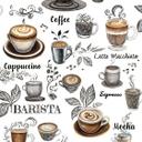 Ikke-vævet tapet kaffemotiv grafisk moderne mat i hvid
