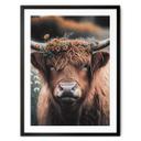 Póster Treechild - Vaca de las Highlands con corona de flores