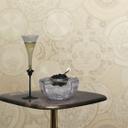 Versace ikke-vævet tapet Art De La Table Circles Floral Meander Medusa Beige Metallic
