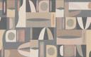 Fototapet Abstrakt geometri i blågrå og beige i retrolook 2,7 x 4,24 m
