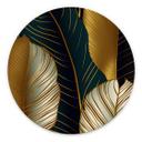 Tableau sur alu-Dibond rond Feuilles de palmier avec résumé effet or