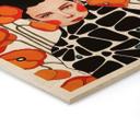 Cuadro de madera mujer con flores de amapola retro - Hülya
