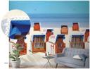 Strandstol tapet ved havet beige, blå,Illustration 2,70 x 1,59 m