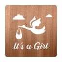 Decoración de madera para bebé - Es una niña - Caoba
