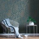 A.S. Création non-woven tapet BOS - blomstret tapet blå, guld, petrol