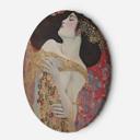 Rundt lærredsbillede - Kvinde rød abstrakt - G. Klimt