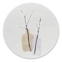 Tableau sur alu-Dibond rond Blursbyai - Deux vases avec des branches de saule dans des tons pastels