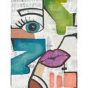 Pop art tapet farverigt - retro vintage non-woven tapet med ansigtsmotiv til stue og kontor