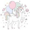 Sticker mural Kvilis - Illustration Licorne aux ballons
